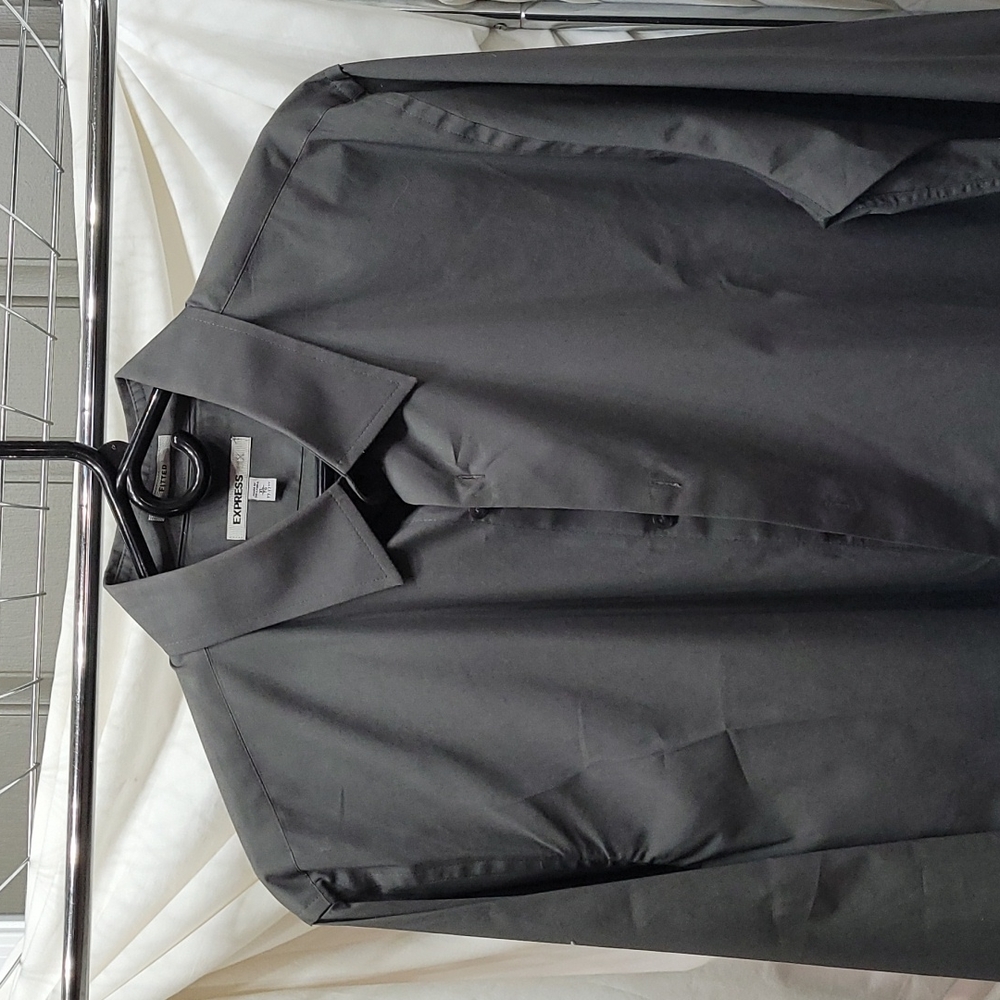 Express mens grey button down dress shirt